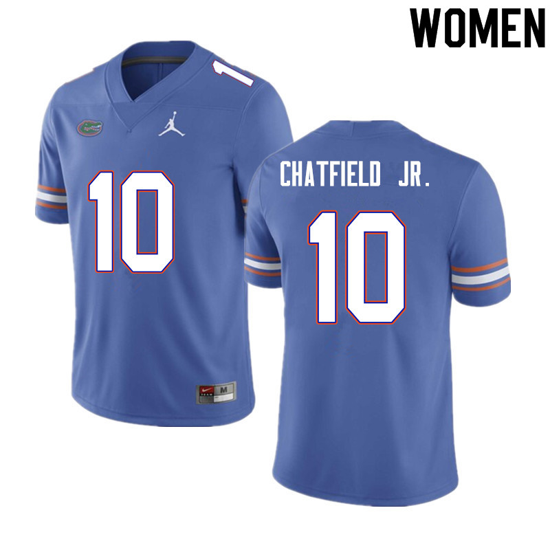 Women #10 Andrew Chatfield Jr. Florida Gators College Football Jerseys Sale-Blue - Click Image to Close